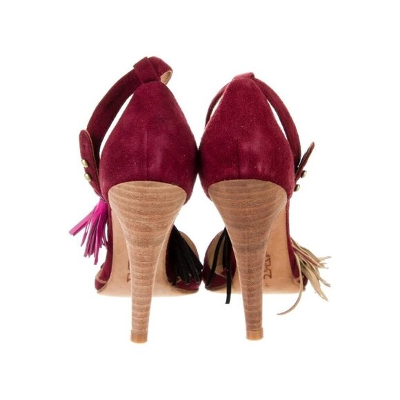 Ulla Johnson Tassel Kiki D'Orsay Pumps in Bordeaux Suede 37 with Box high heels - Picture 2 of 13